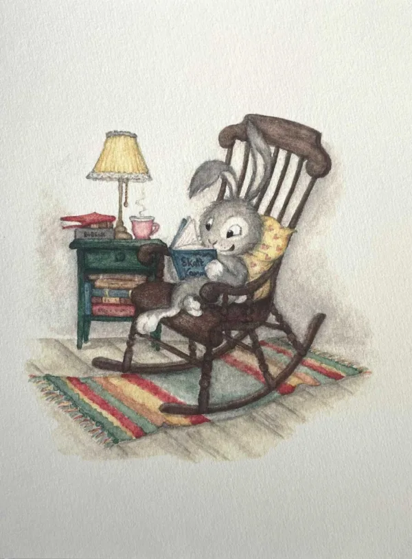 Erbjudande, tre läsande kaniner. Små prints - Bild 4