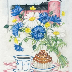 Uppsalavykort - blommor och fika, Slottet