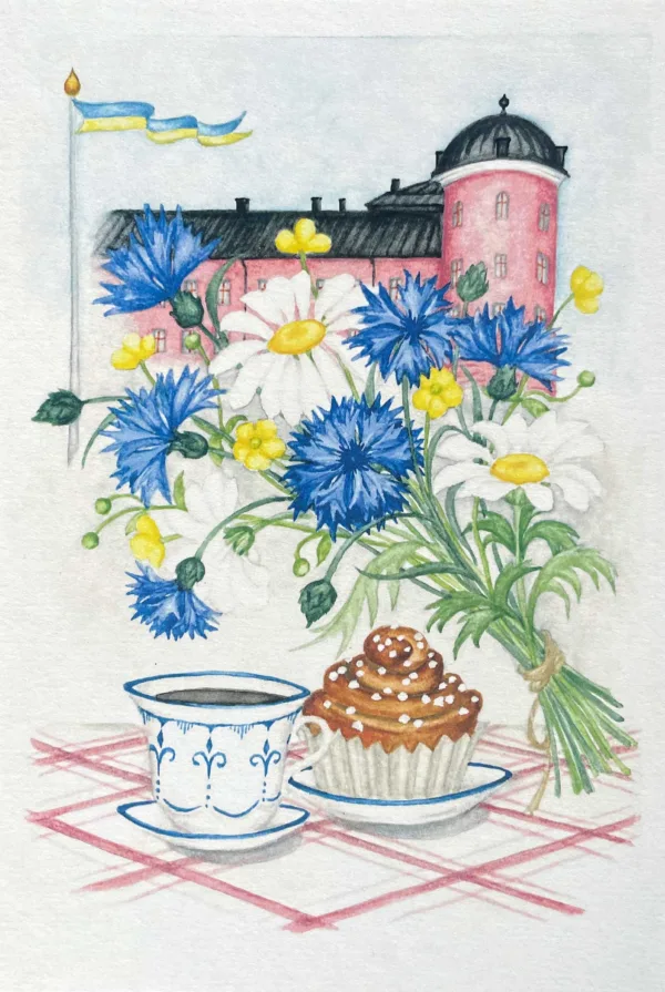 Uppsalavykort - blommor och fika, Slottet