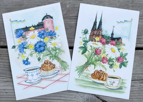 Uppsalavykort - blommor och fika, Slottet - Bild 2