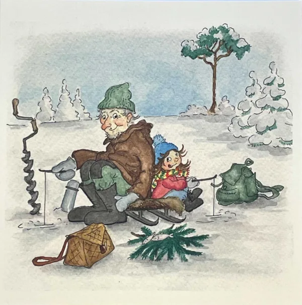 Vinterdag på isen - dubbelt kort