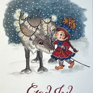 Julkort- sameflicka med ren
