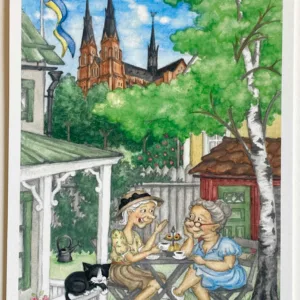 Fika och viktiga samtal, Domkyrkan. Vykort