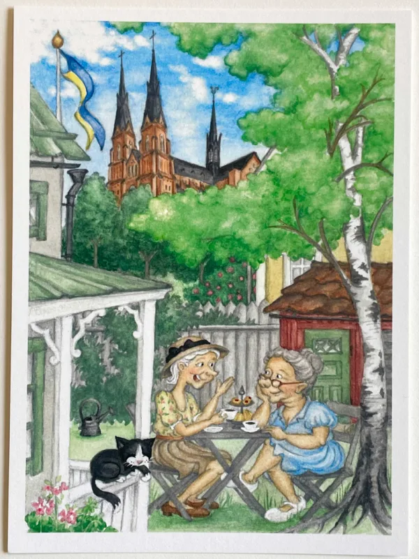 Fika och viktiga samtal, Domkyrkan. Vykort