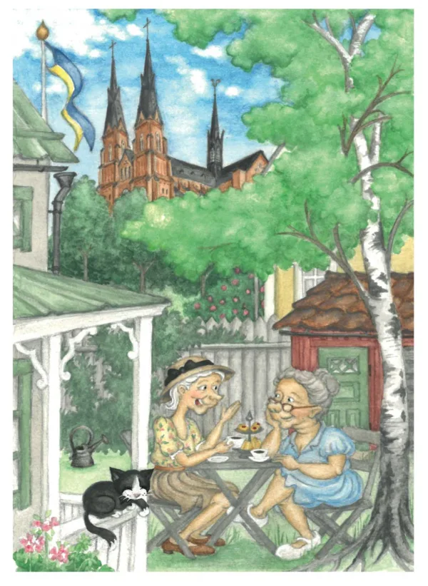 Fika och viktiga samtal, Domkyrkan. Vykort
