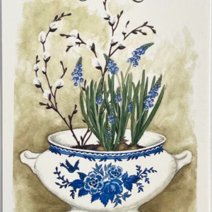 Stort tack, pärlhyacinter och vide - vykort